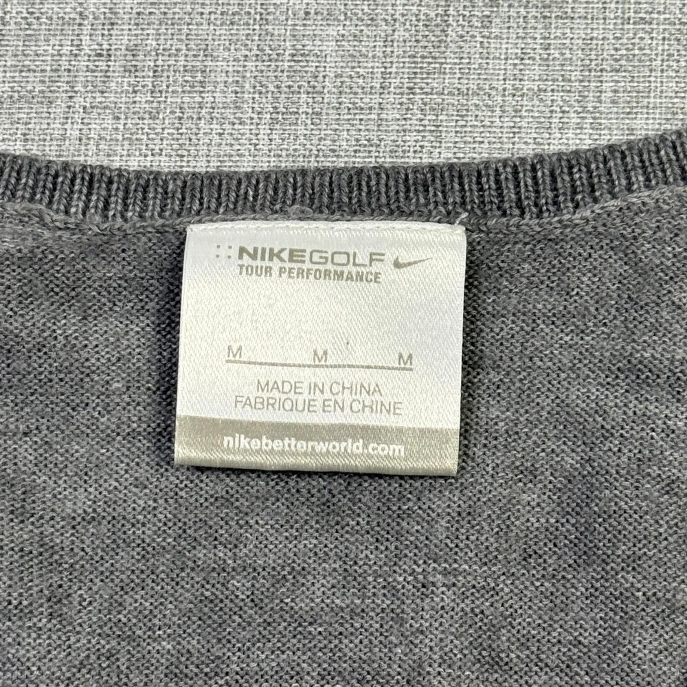 Nike Golf Wool Blend Sweater Women's Medium‎ Gray V-Neck Tight-Knit Pullover